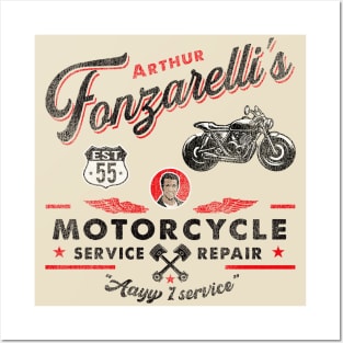 Fonzy Motorcycle Repair & Service Worn Lts Posters and Art